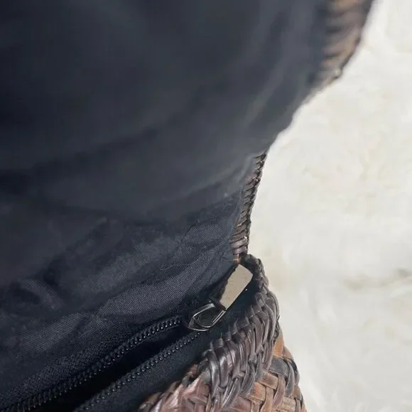 Asiaphile Los Angeles Brown Wicker Bag Bamboo Handle - Picture 6 of 11